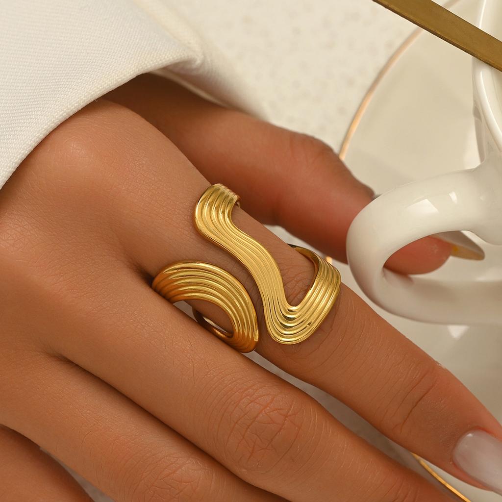 Popular style ladies ring, geometric fold opening irregular design ring Internet celebrity jewelry