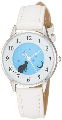 Analog Amalfidia Waterproof Leather Strap Cat Blue Dial White [Arias] WW19012A-96 Women's