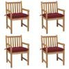 Day and Night - Day and Night Garden Chairs 4 Units Teak Wood with Red Cushions