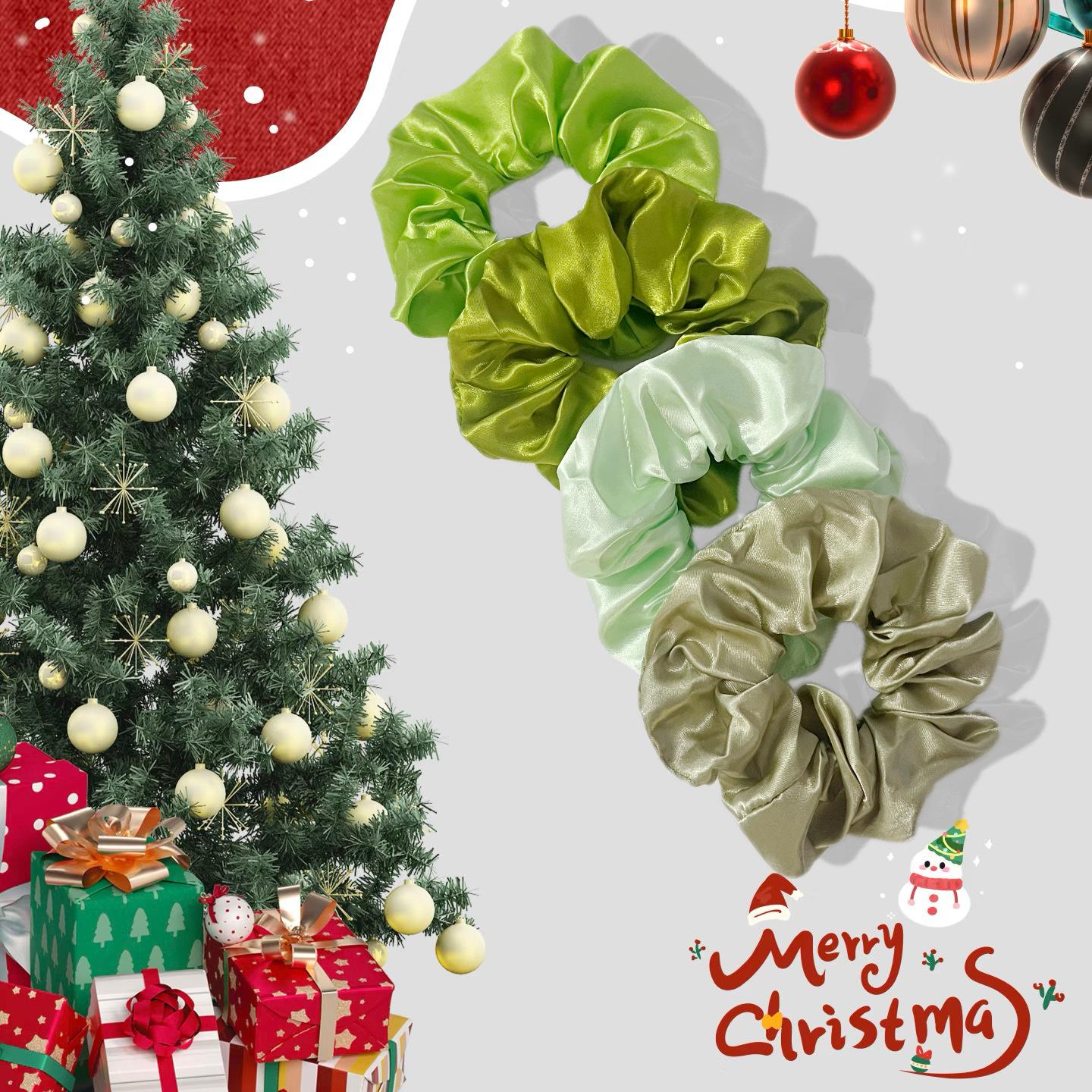 

Зеленая атласная резинка для волос в корейском стиле: Шикарный и универсальный зелёный