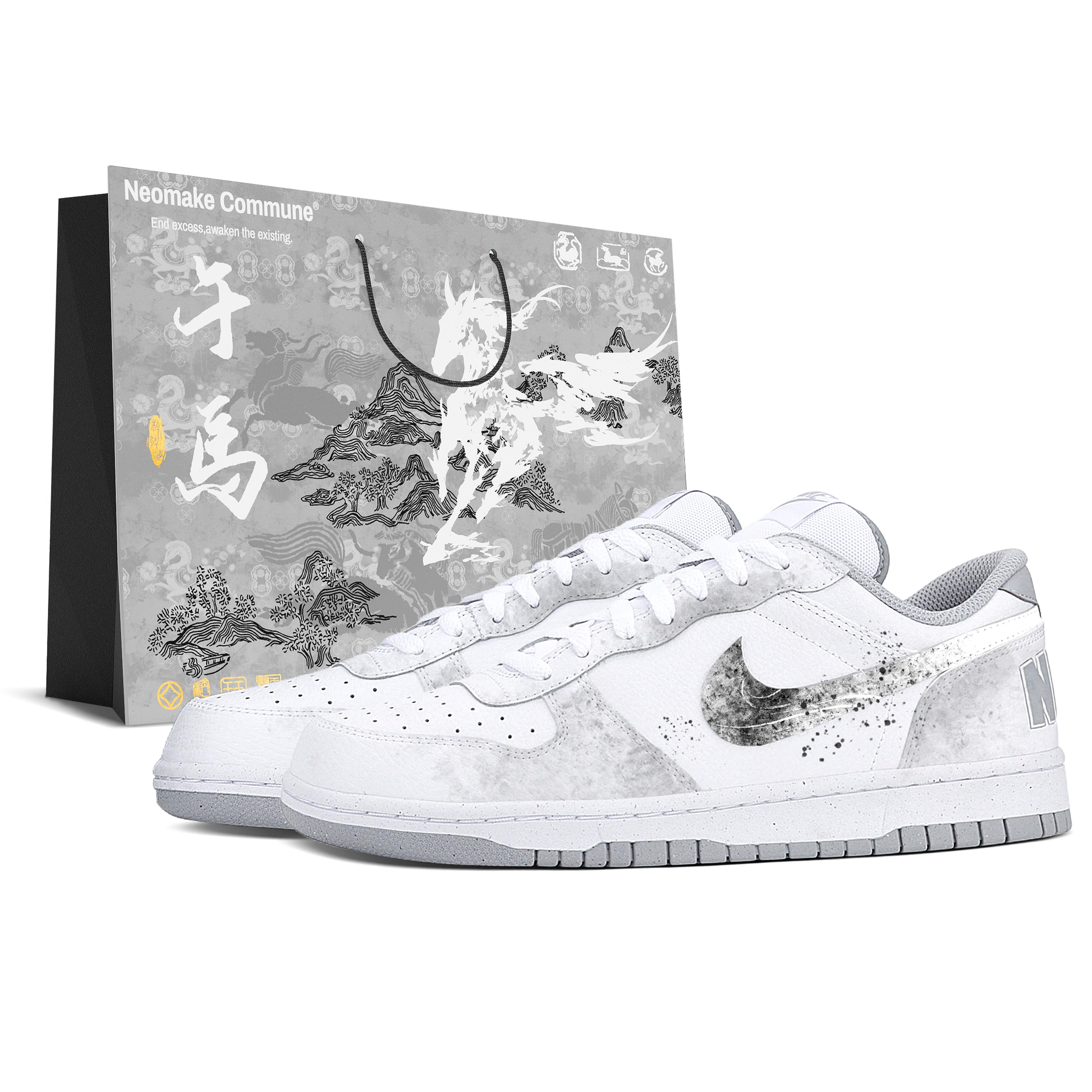 

Nike Dunk Abrasion Resistant Low top Skateboard Shoes Men s Black White Gray 355152-106(Team1985-) 44