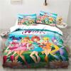 Set di biancheria da letto Kawaii Anime Winx Letto a tre pezzi Singolo Doppio King Size Set di letto per adulti e bambini Set copripiumino per bambini Regalo per bambini