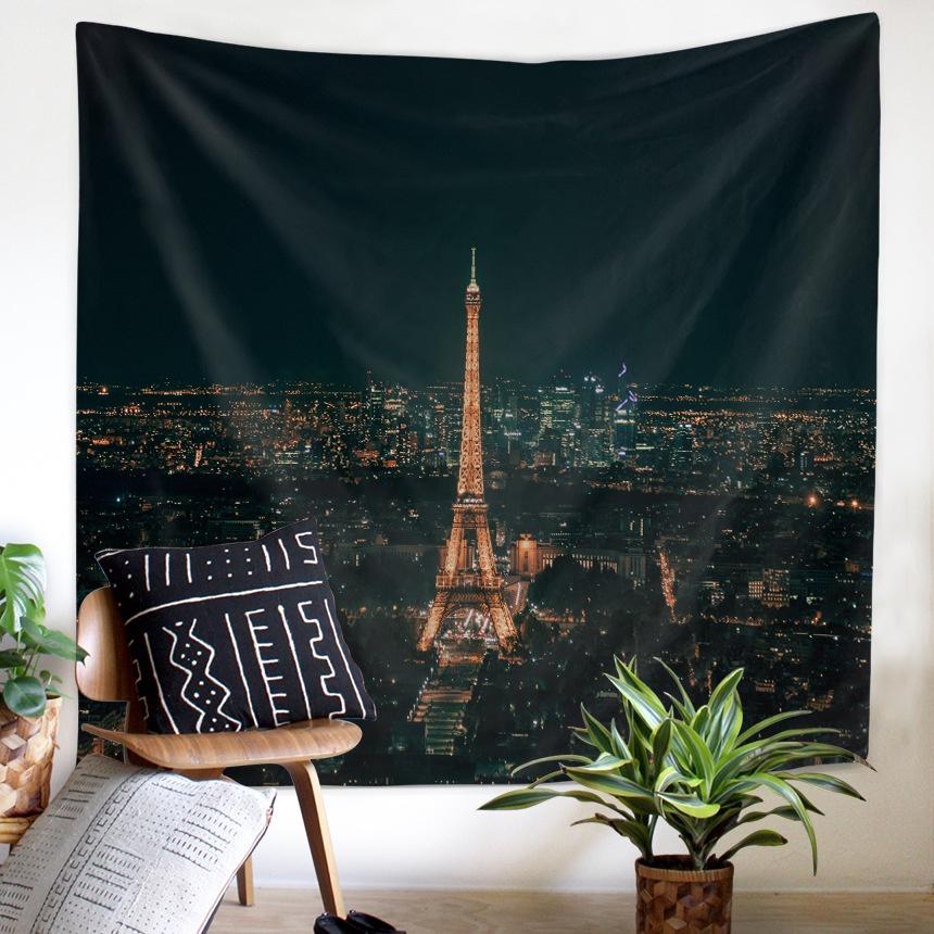 Nordic Paris Eiffel Tower Landscape Polyester Tapestry For Renting House Renovation Student Dormitory Wall Background Hanging Cloth