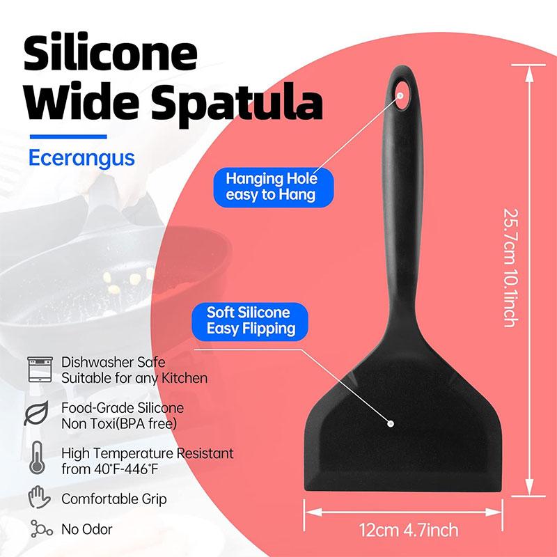 Silikon Spatula Krep Küreği Omlet Spatulası Yumurta Balık Krep için Yapışmaz Geniş Yumuşak Pizza Küreği Mutfak Kazıyıcı