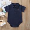Romper z kołnierzykiem Oddychający bawełniany kombinezon dla noworodka z krótkim rękawem dla chłopca i dziecka