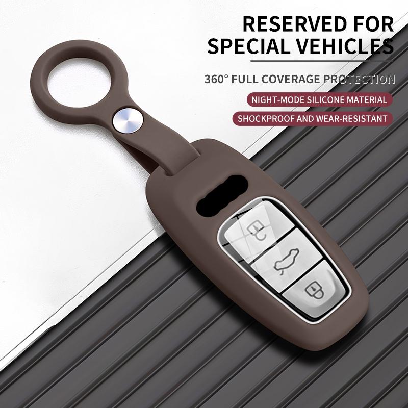 Silikon Auto Schlüsselhülle Für A4L A6 C8 A7 C8 A8 D5 Q7 Q8 Minimalistisch Anti-Rutsch Verschleißfest Auto Schlüsselabdeckung Schale Zubehör
