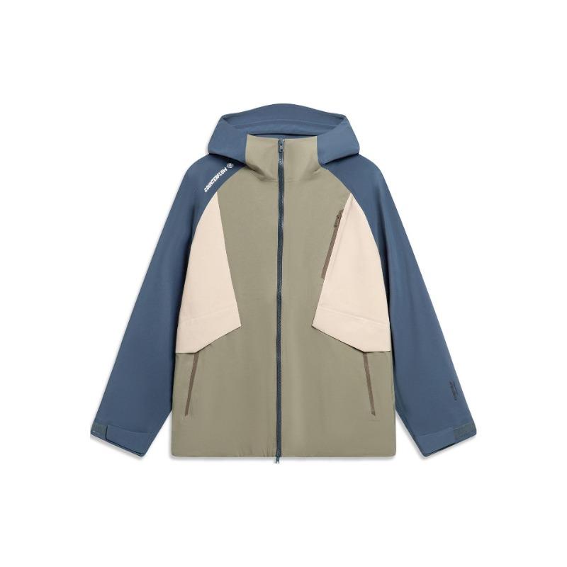 Li Ning CF Su Wan Long Jia Serie Professionelle Outdoor Winddichte Wasserabweisende Regenjacke Unisex Jacke Schlammig-Olivgrün AFDT825-2