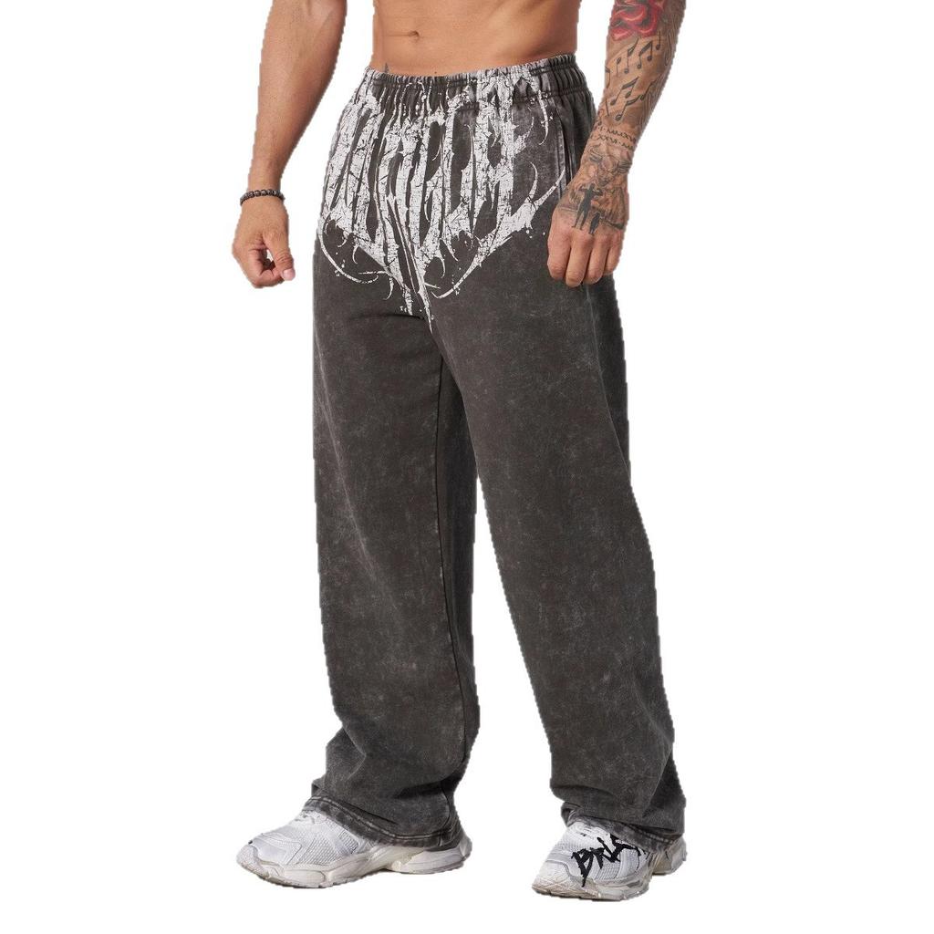 New-style, Trendy, Large-print Cotton Outdoor, Sports, Fitness and Casual Loose-fit Straight-leg Trousers