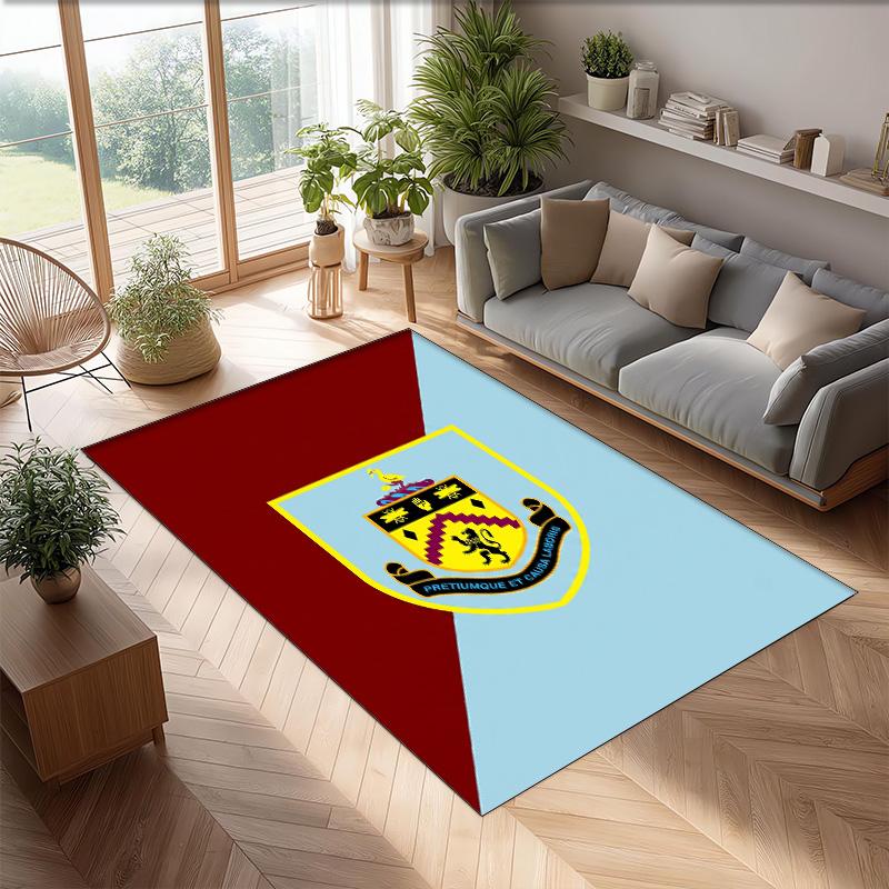 Burnley Football Print Crystal Velvet Rug, Comfortable Water Absorbent Non Slip Indoor Floor Carpet