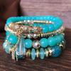 Crystal Tassel Bohemian Crystal Bracelet Multi-Layer Elastic Rope Tassel Bracelet Handmade Beaded Adjustable Women Bracelet