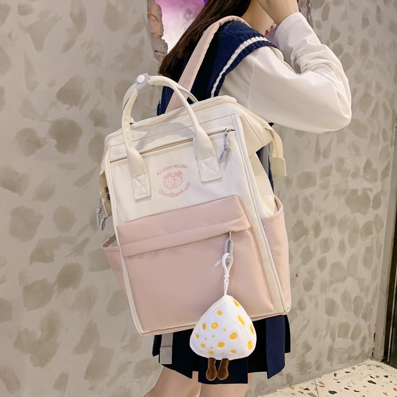 Strawberry And Letters Pattern Versatile Casual Backpack For Students Daily Use