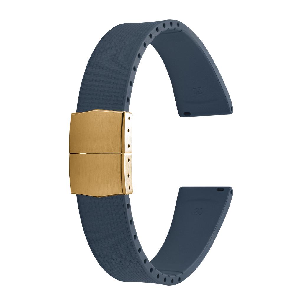 20mm Delugs CTS FKM Gummi Uhrenarmbänder mit 4 Farben Schmetterlingsschließe Einzigartige Textur Schnellverschluss Uhrenarmband für Markenuhr