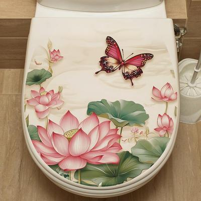 Lotus Schmetterling Badezimmer Wasserdichter Toilettenaufkleber Selbstklebender Aufkleber Dekoration