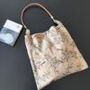 Retro Elegant Flower Women's Shoulder Bag Thin Cott Cloth Ladies Travel Shopping Bags Large Capacity Female Underarm Handbags
