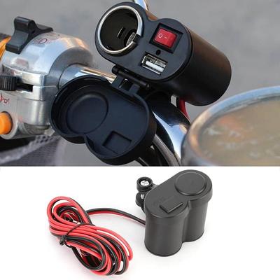 12-24-V-Motorrad-Ladebuchse mit USB-Anschluss und wasserdichter Abdeckung – Auto-Ladeadapter für Telefon, GPS