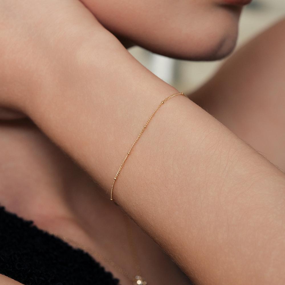 Lunne 14K Mini Bead 0.3 Curve Chain Bracelet (14K Gold) #Lfb11