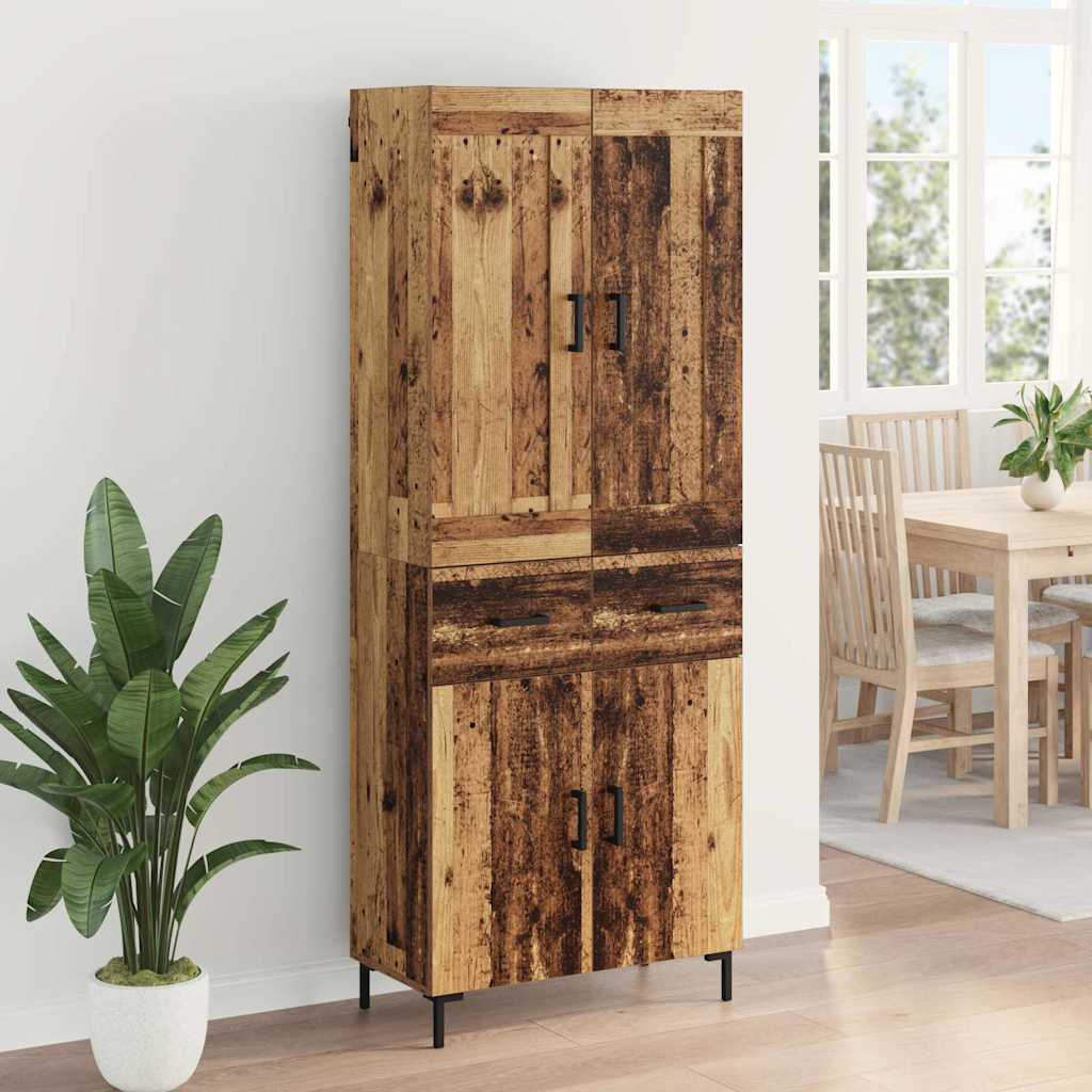 Highboard with Drawers 2 pcs Reclaimed Wood Effect Particleboard