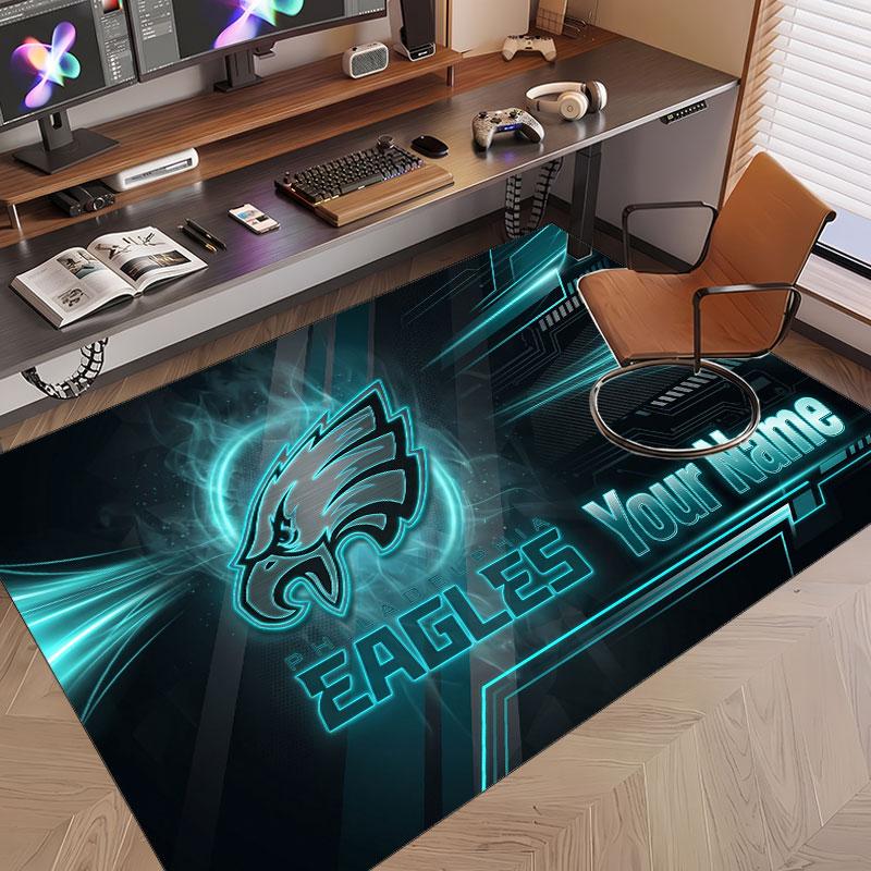 Benutzerdefinierter Teppich Philadelphia Eagles Muster Druck Name Text Weicher Rutschfester Bodenbelag für Heim-Innenraumdekoration