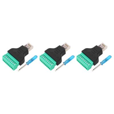 3Pcs RJ45 Screw Terminal Adapter RJ45 Female Thread To 8 Pin Network Connector Welding Free