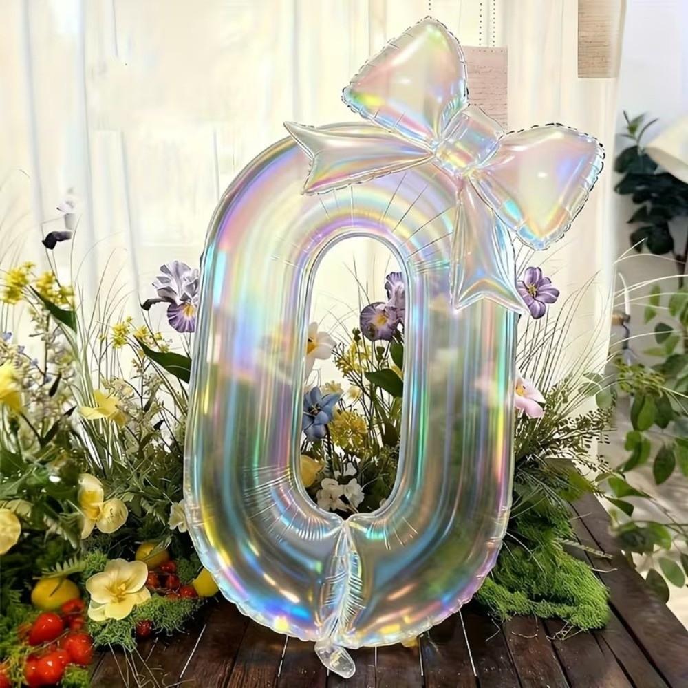 Decorative Number Balloon 40inch Transparent Iridescent Number Balloon Photo Props
