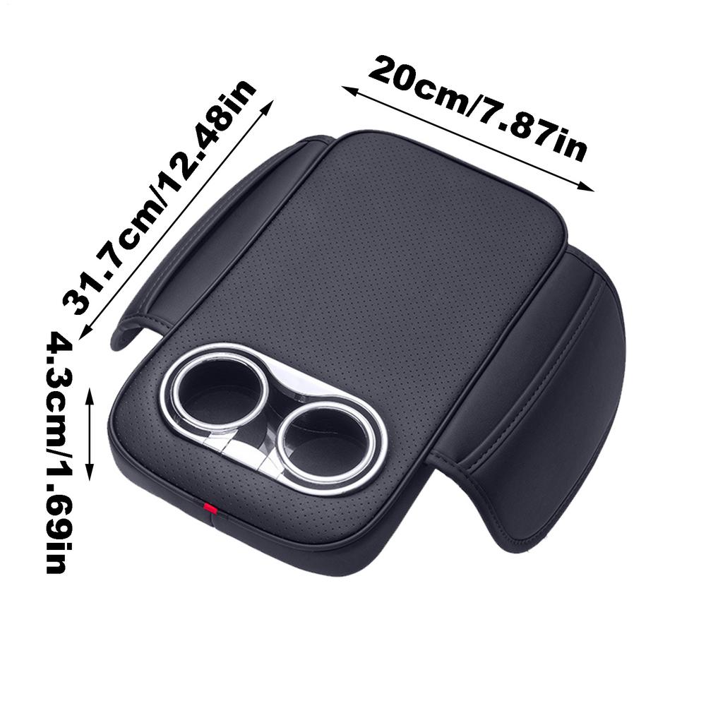 

Подушка підлокітника центральної консолі автомобіля з 2 підсклянниками та бічними кишенями з штучної шкіри Auto Amrest Heighten Pads Чохол для підлокітника автомобіля чорний