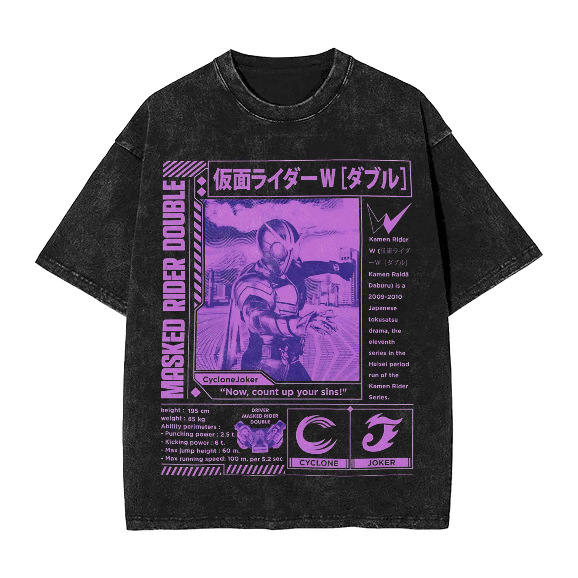 Tokusatsu Kamen Rider Japanese Robot Anime Washed T Shirts Streetwear Hip Hop TShirt Tees for Men Short Sleeve Harajuku Summer S