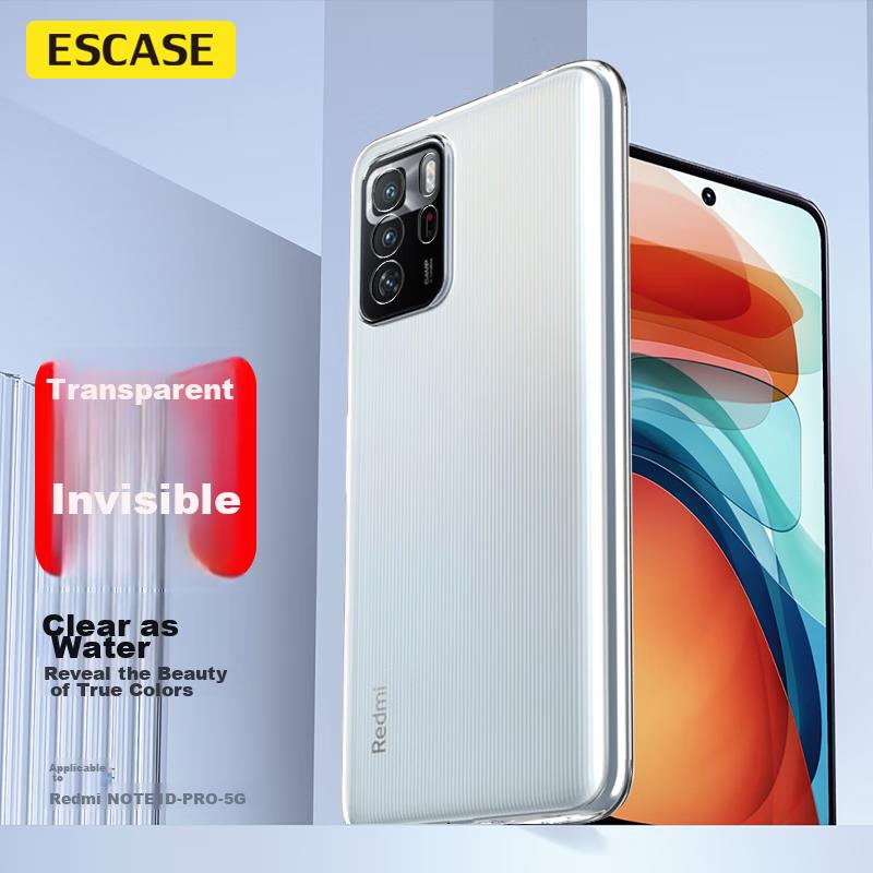ESCASE Redmi Note 10 Pro Phone Case, Shockproof Full Coverage/soft Ultra-Thin Silicone (With Lanyard Hole), Transparent Soft Case