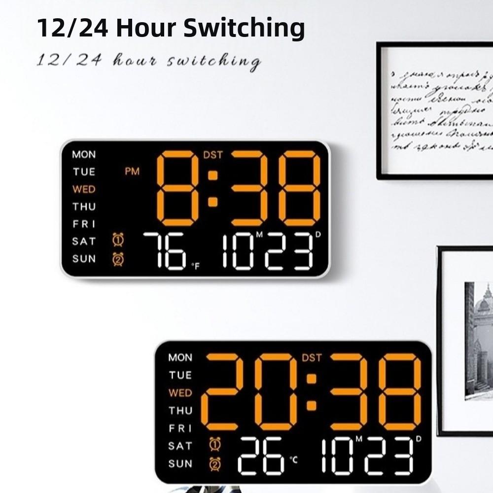 Large Display Digital Wall Clock Week Date Display Electronic Table Clock LED Alarm Clock  Bedroom