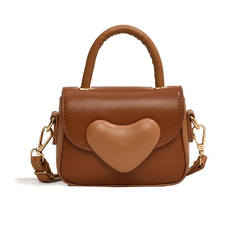 

Sweet Cute Children s Handbag Adorable Heart Shaped Crossbody Bag In Candy Colors коричневый