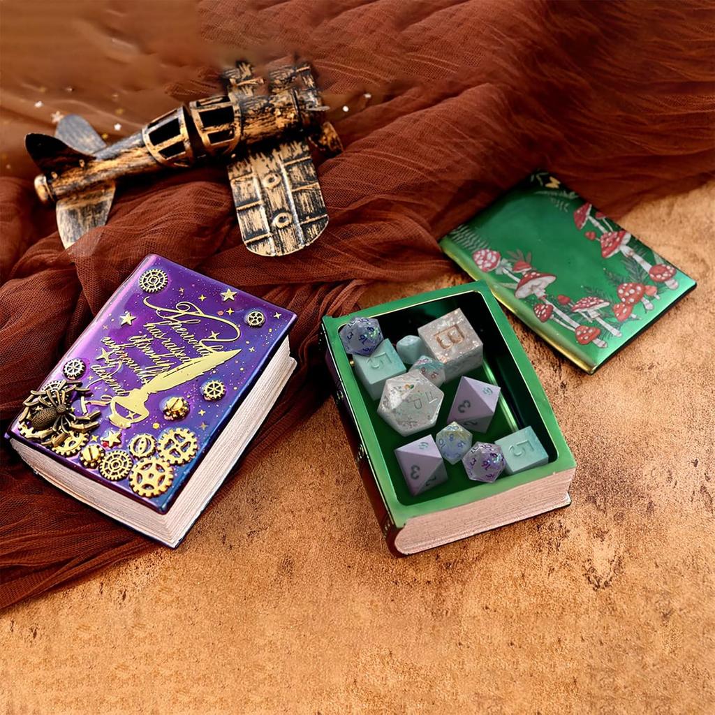 Resin Box Silicone Molds Set of 2, Treasure Chest and Magic Book Case with Lids