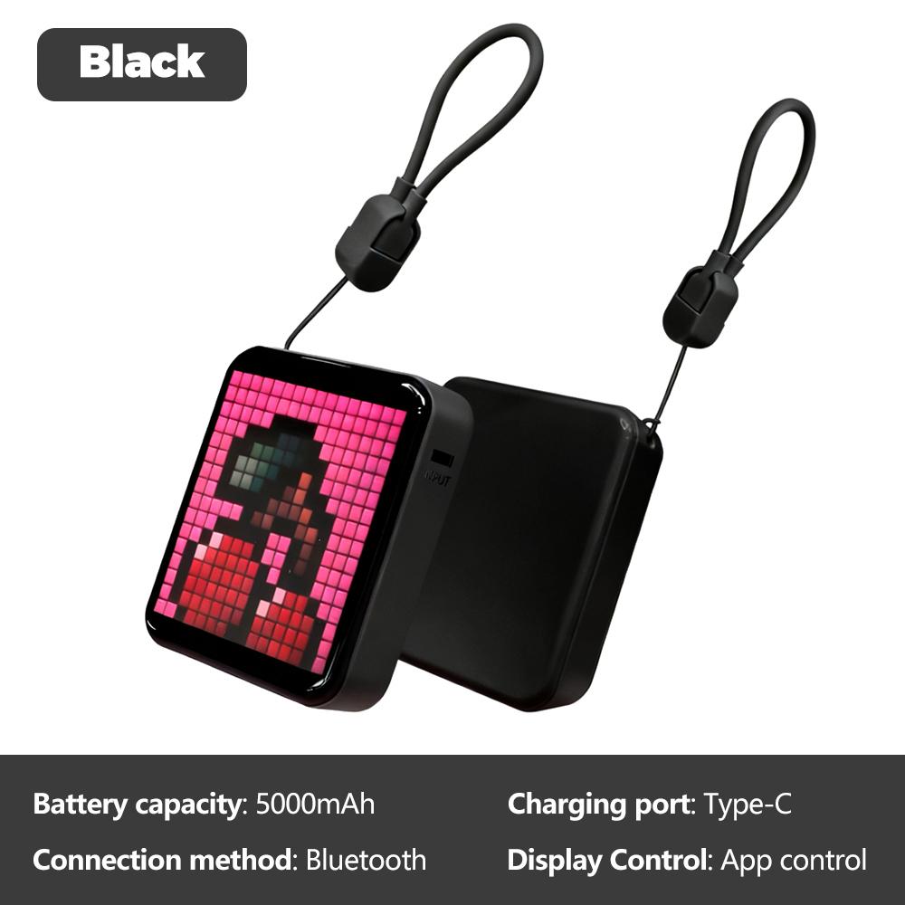 LED Pixel Display Night Light 5000mAh Bluetooth APP Control DIY Table Light With Alarm Clock For Bedroom Christmas Gift