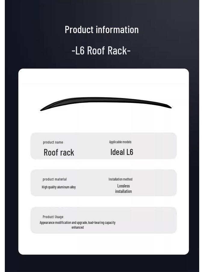 Ideal L6 Aluminum Alloy Black Roof Rack Crossbars for Car Exterior Modification