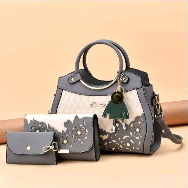 Elegant Women's Cross-border Three-piece Handbag Set With Versatile Capacity And Chic Design