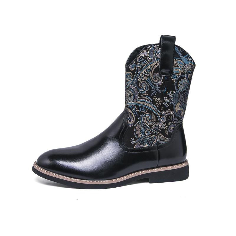 

Autumn and winter new high-top leather shoes men s large-size Martin boots casual fashion long boots foreign trade large-size leather boots men 46 чёрный