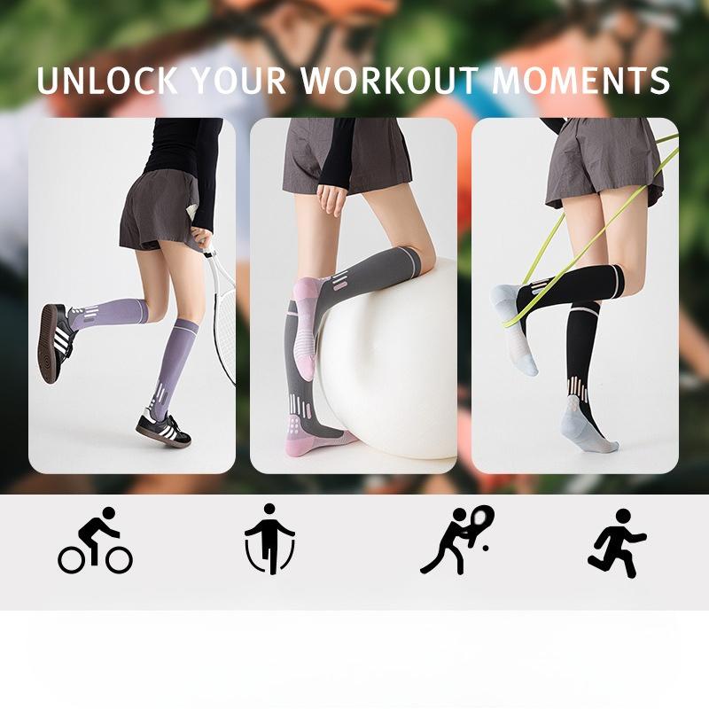 Sports Pressure Socks, Women's Long Stockings, Fitness Running and Rope Skipping Muscle Compression Socks, Yoga Slimming Legs Calf Socks