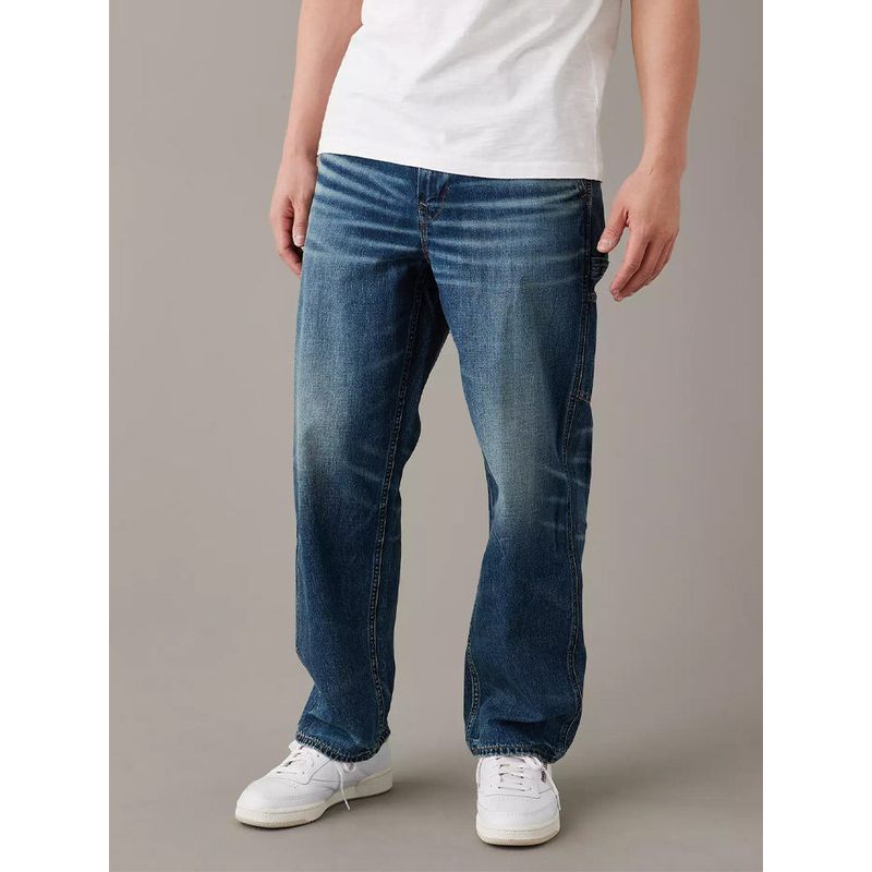 Aeo American Eagle Jeans Export Autumn Blue Mid-Waist Lumberjack Pants Slightly Stretchy American Workwear Pants Men's Extended Length