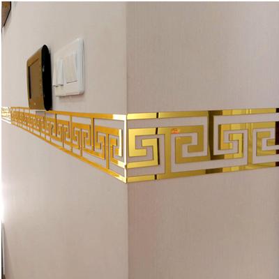 12 יחידות 20x5 ס"מ מדבקת מראה תלת מימדית דבק עצמי קו מותניים מדבקות קיר עשה זאת בעצמך לסלון תקרה פס קצה פינת קיר דקור