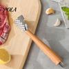 Rust-proof Meat Hammer Tenderizer Hammer, with Ergonomic Wooden Handle, Non-Slip Grip Stainless Handle Mallet Steel Fist-Shaped Mallet, Kitchen