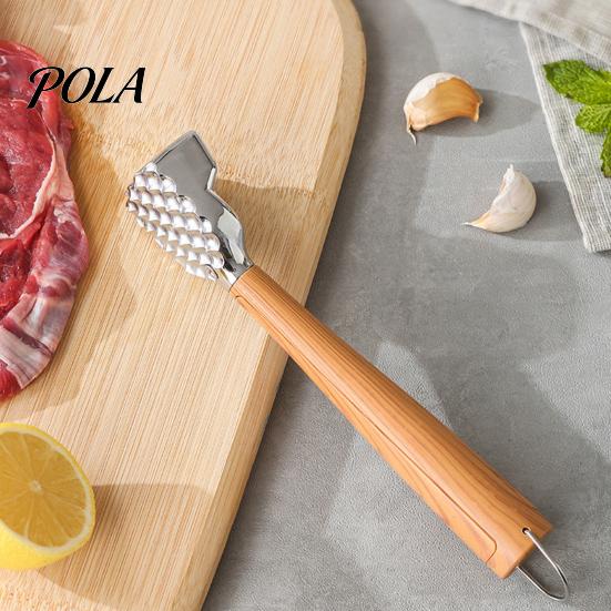 Rust-proof Meat Hammer Tenderizer Hammer, with Ergonomic Wooden Handle, Non-Slip Grip Stainless Handle Mallet Steel Fist-Shaped Mallet, Kitchen