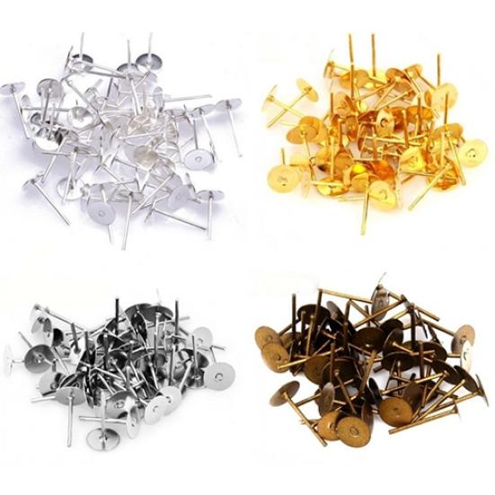 

200 шт. железные плоские серьги-гвоздики для изготовления ювелирных изделий, аксессуары