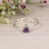 Triangular Amethyst Ring| 925 Sterling Silver Adjustable Ring | Minimalist Purple Gemstone Ring | February Birthstone Jewelry