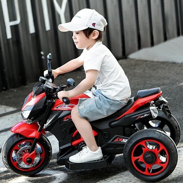 Children's electric motorcycle 1-10 years old boys and girls charging toy battery car baby three-wheeled stroller can seat people