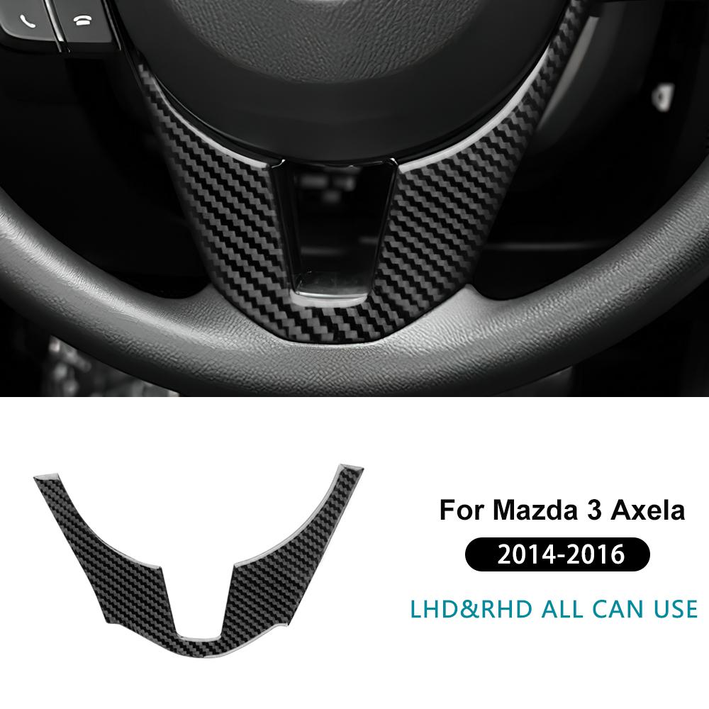 Real Soft Carbon Fiber Sticker For Mazda 3 Axela 2014 2015 2016 LHD RHD Car Steering Wheel Bottom Trim Interior Accessories