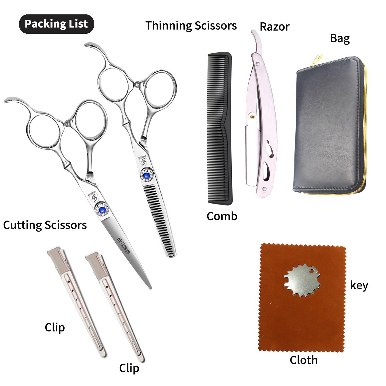 

Sangelar 6 дюймов профессиональные серебряные ножницы для волос набор полубамбуковая ручка парикмахерские инструменты Парикмахерская семья настоятельно рекомендует 6 Set