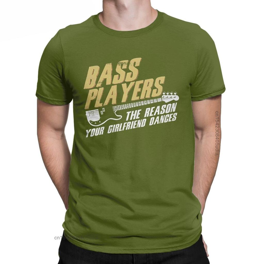 Men Bass Players Dances Graphic T Shirts Music Guitar Pure Cotton Tops Casual Crew Neck Tee Shirt for Men Printed T-Shirt