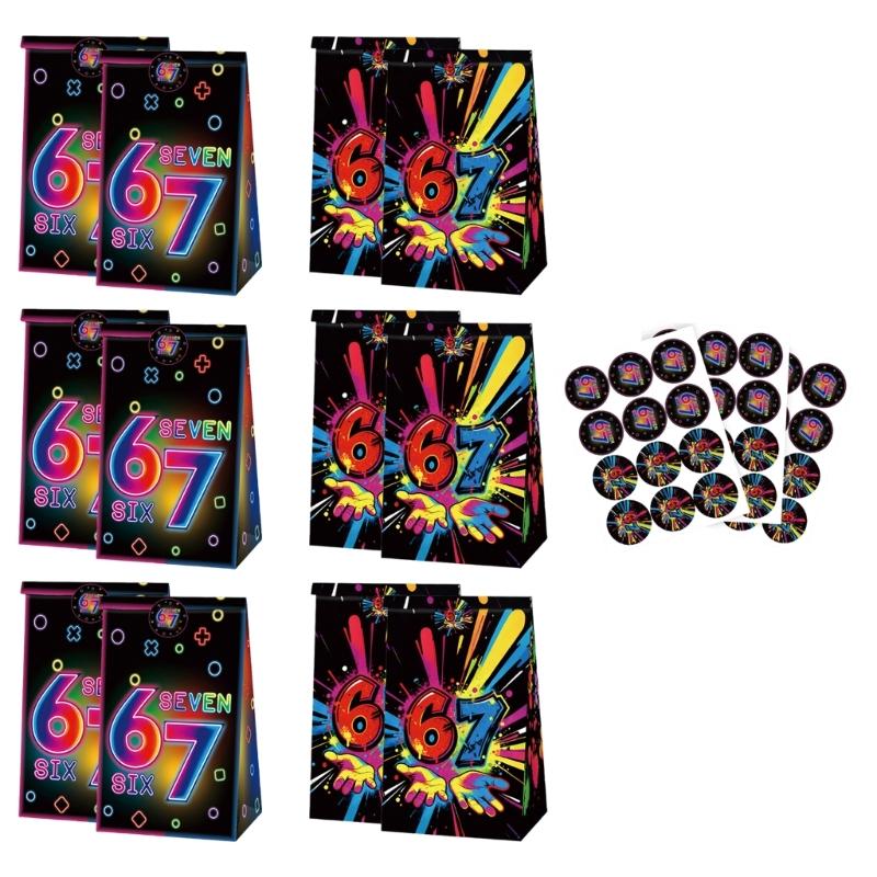 

Black Themed Paper Food Bags And Decorative Stickers Birthday Present Packaging Accessories Party Supplies