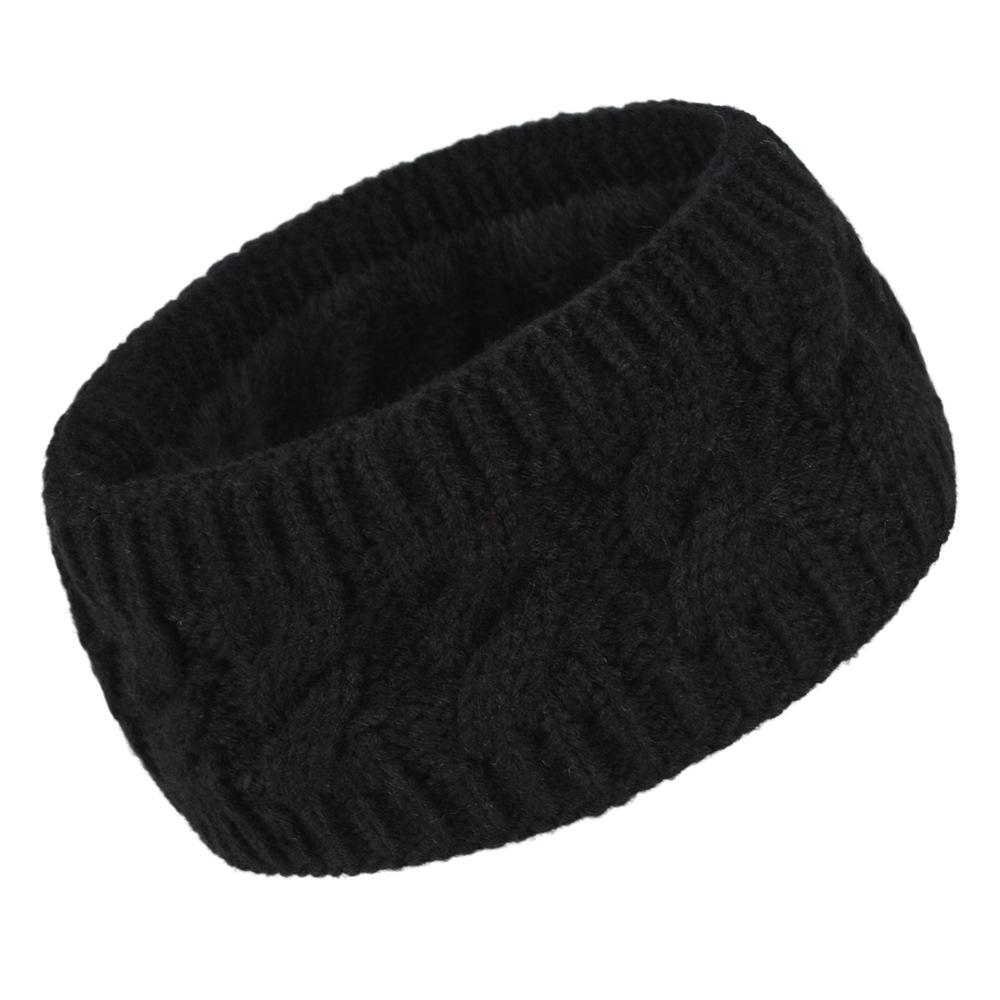 Women's Winter Cable Knit Headband with Velvet, Warm Wide Ear Protection for Sports