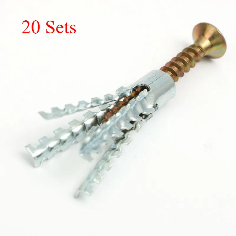 200/10Set Expansion Pipe for Hollow Walls Tile Drywall Anchors with Screw Self Tapping Screw Drilling Plug Expansion Bolt Tools