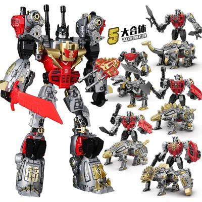 Trasformazione 6 pollici 5 in 1 Combinazione Altezza 11 pollici Lega Dinosauri Meccanici Giocattoli per Bambini dai 4 anni in su