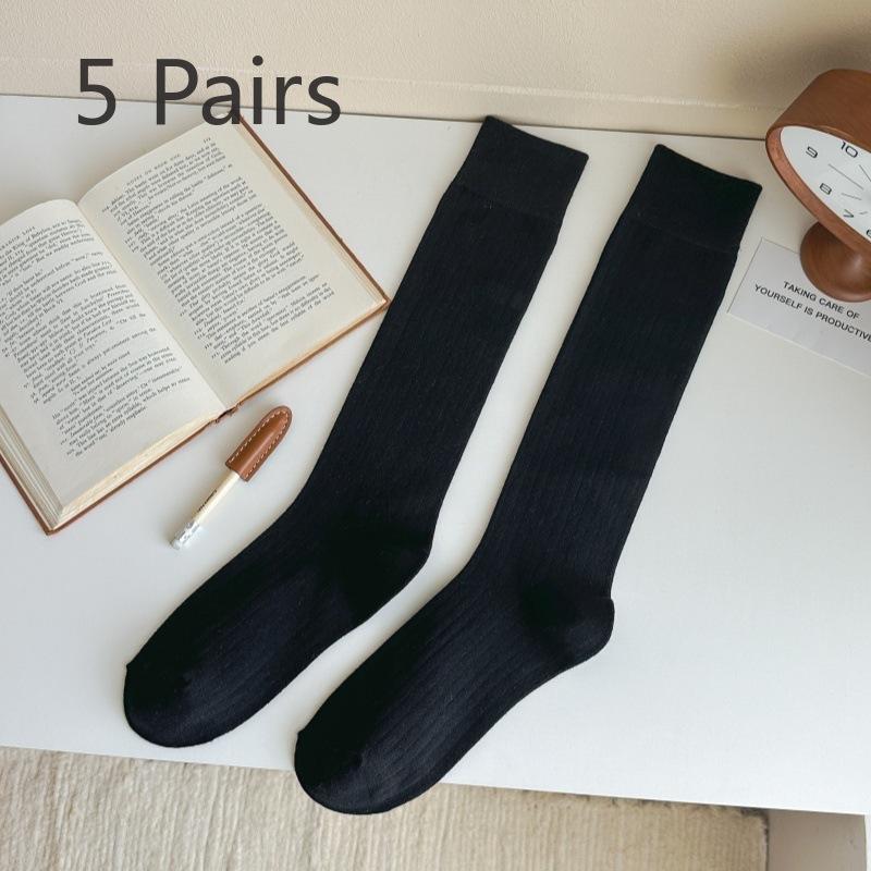 

5 пар женских осенне-зимних хлопковых тонких длинных носков 5 Pairs чёрный